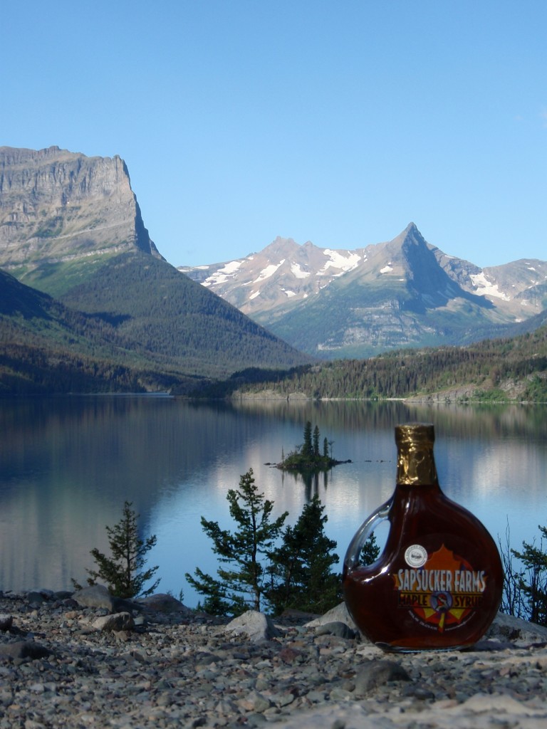 syrup with glacier in the background
