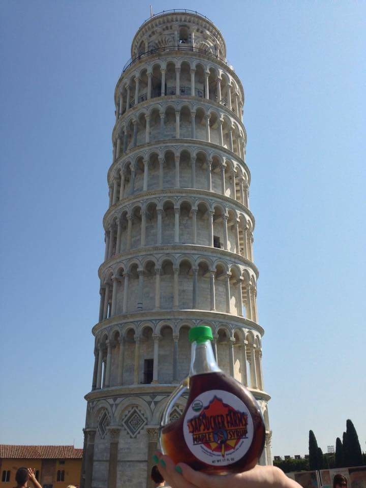 syrup with leaning tower of pisa