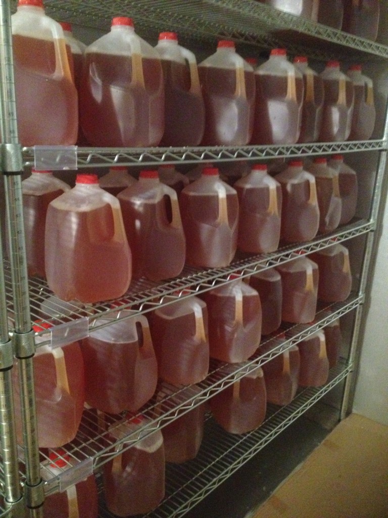 jugs of apple juice