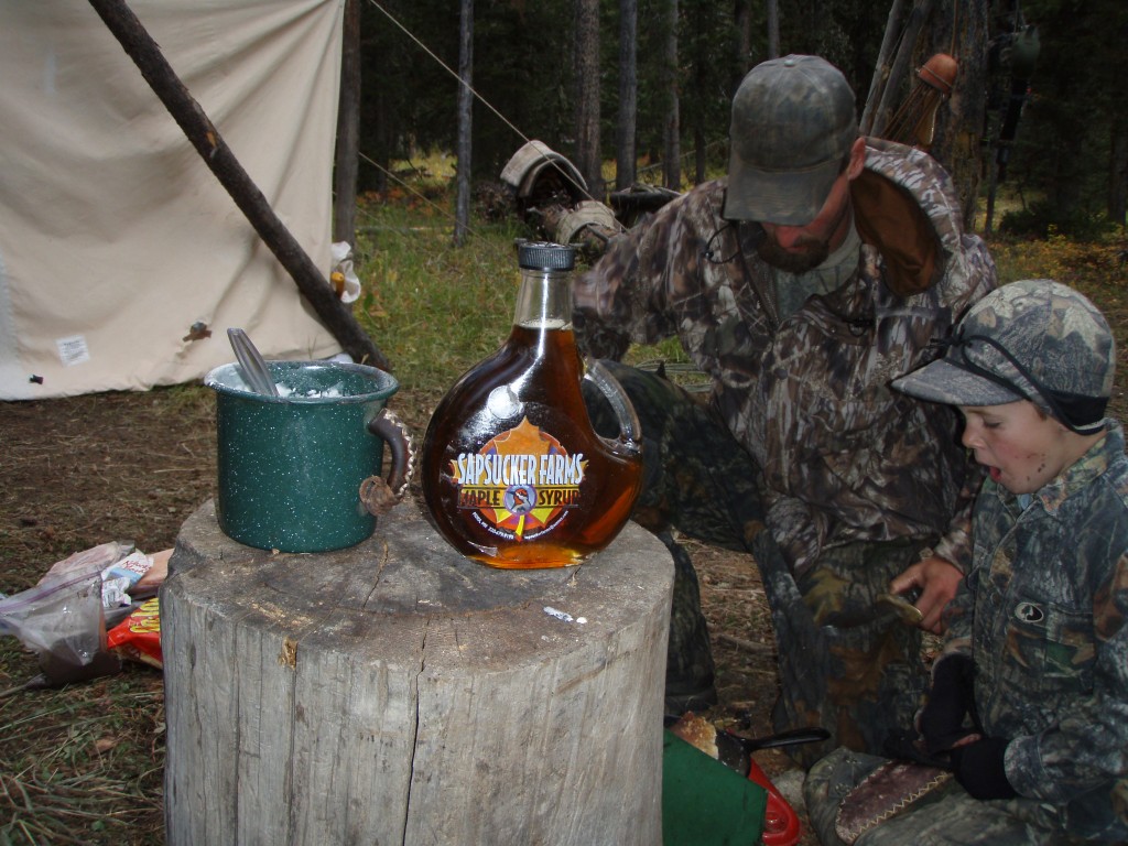 syrup in a camping scene