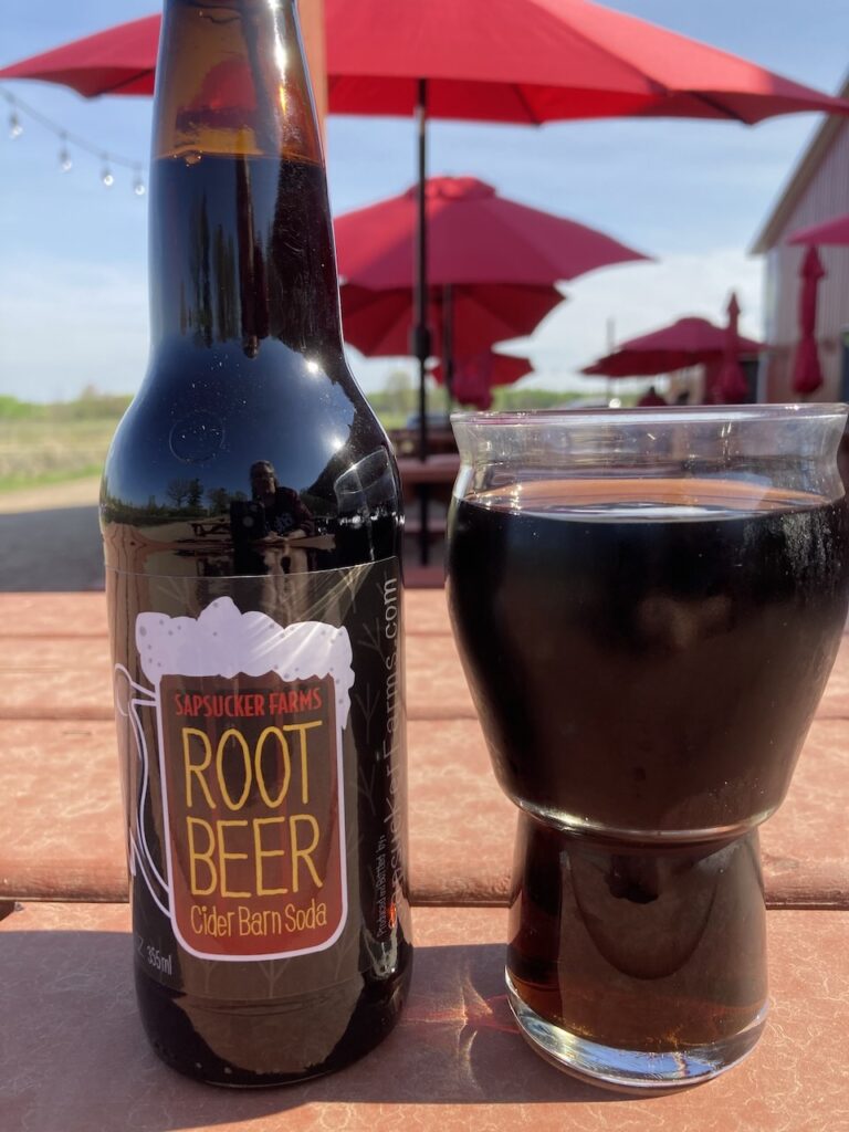 bottle of rootbeer on table