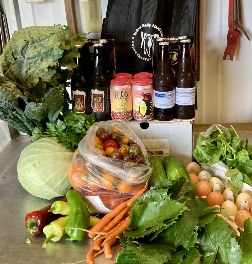 CSA harvest and beverages
