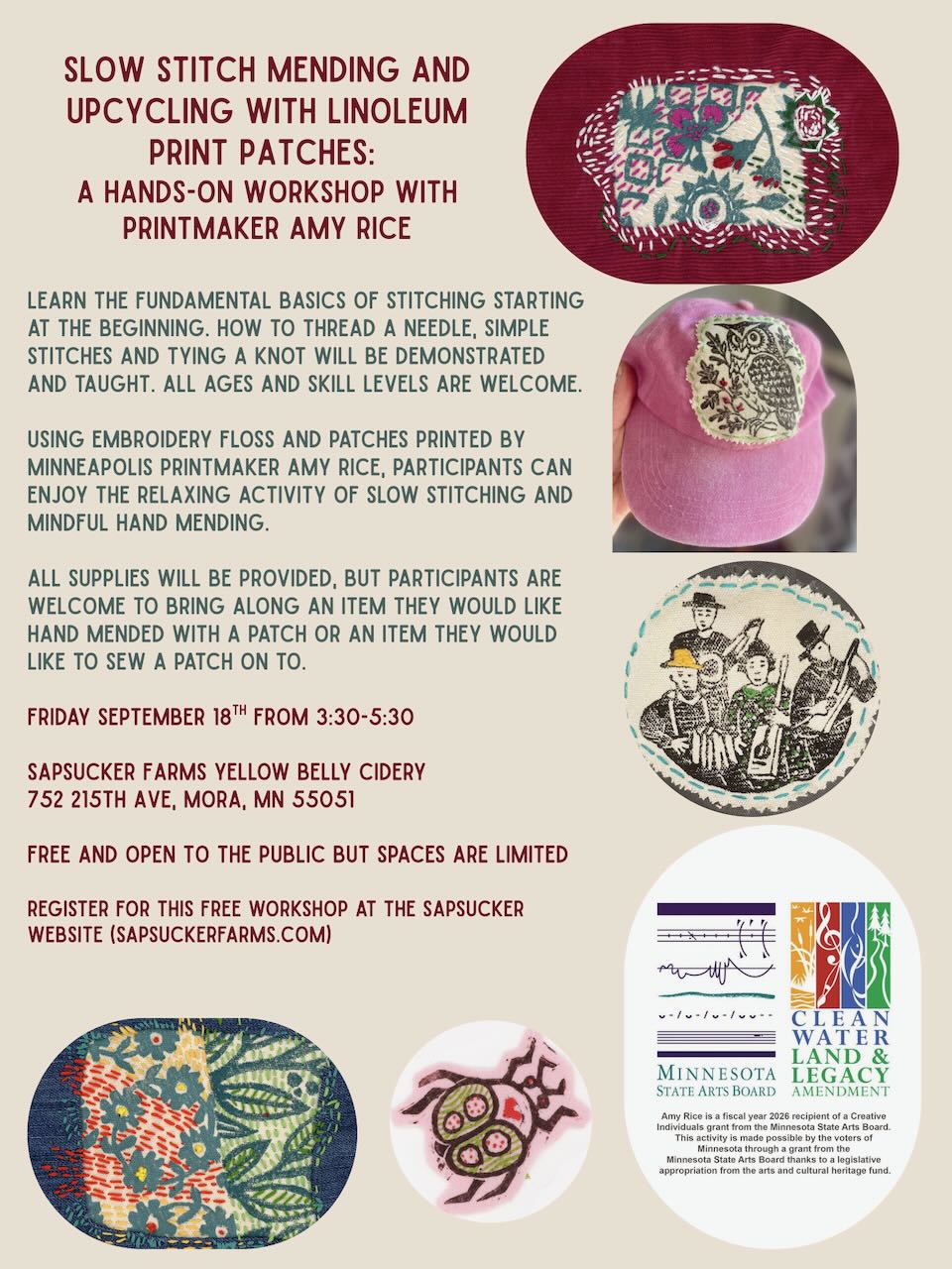9/18 3:30pm FREE - Slow-Stitch Mending Class